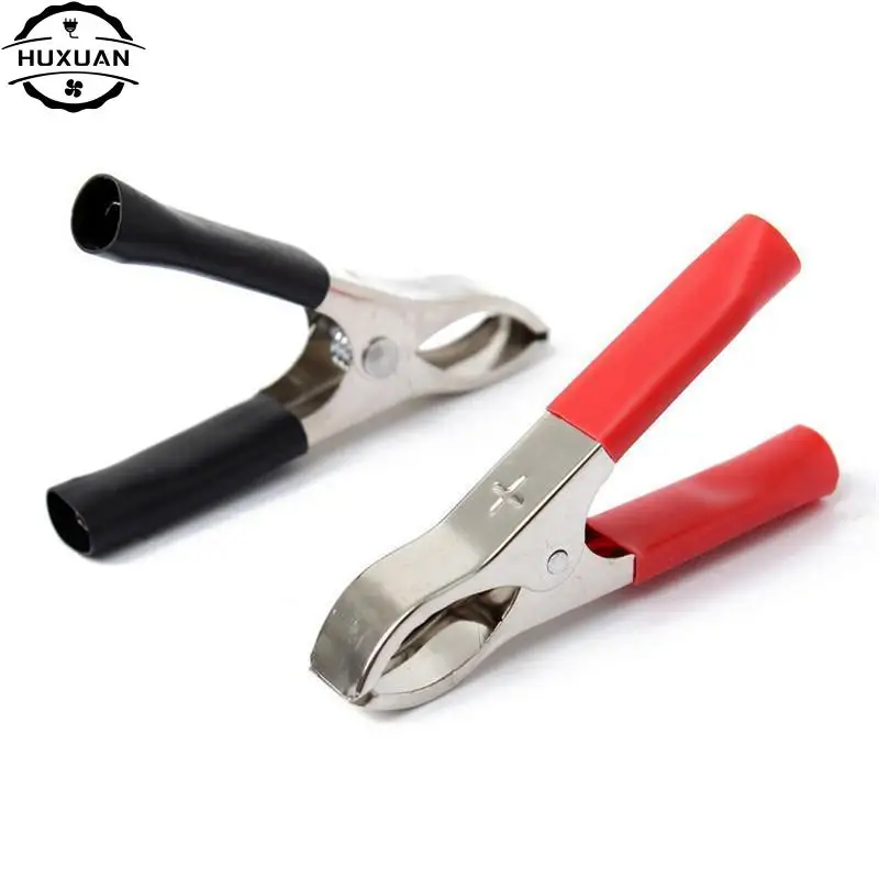 2pcs 30A Insulated Crocodile Clips 75mm Low Voltage Wire Lead Test Alligator Clamps