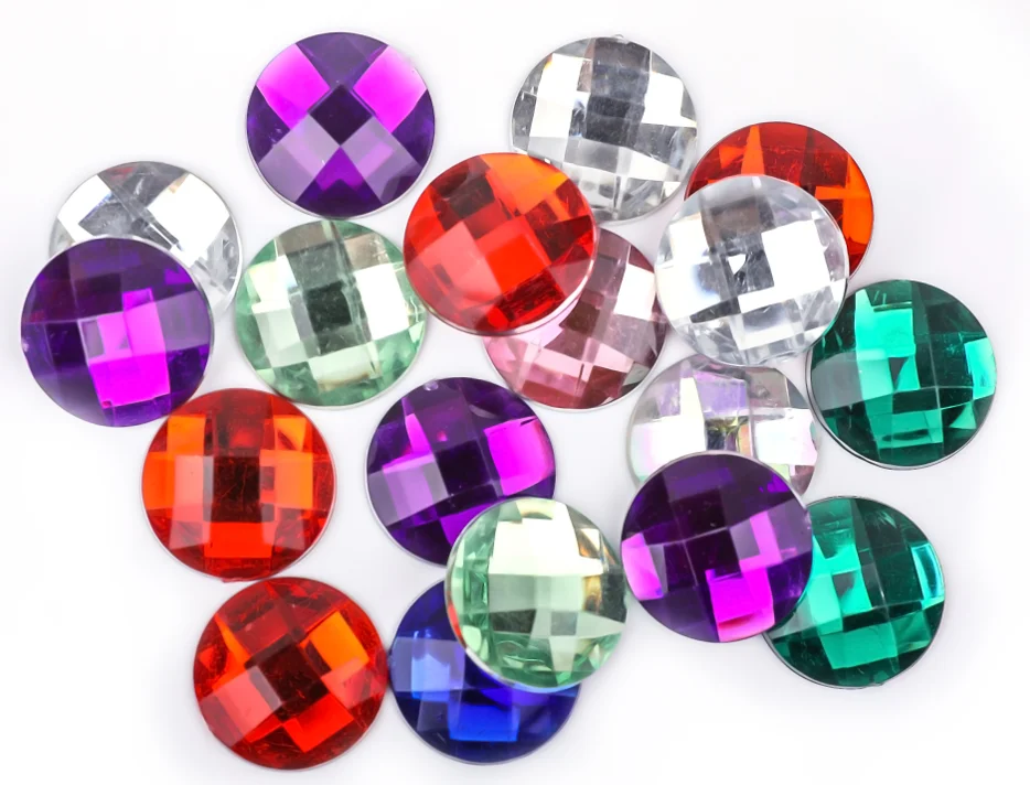 

Crystal AB Mix Colors Flat Back Round Acrylic Rhinestones Beads/ Stones ,3D Acrylic Nail Art / Garment Decoration