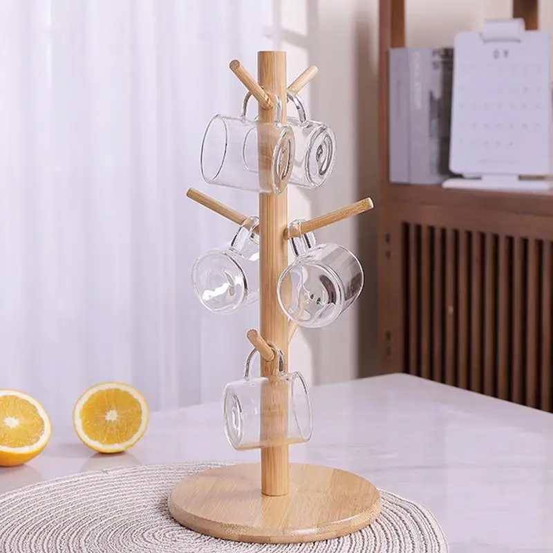 

Кофейная кружка, дерево, кофейная станция с 6 крючками, деревянные держатели для кофейных кружек для стойки, аксессуары и декор для кофейных баров