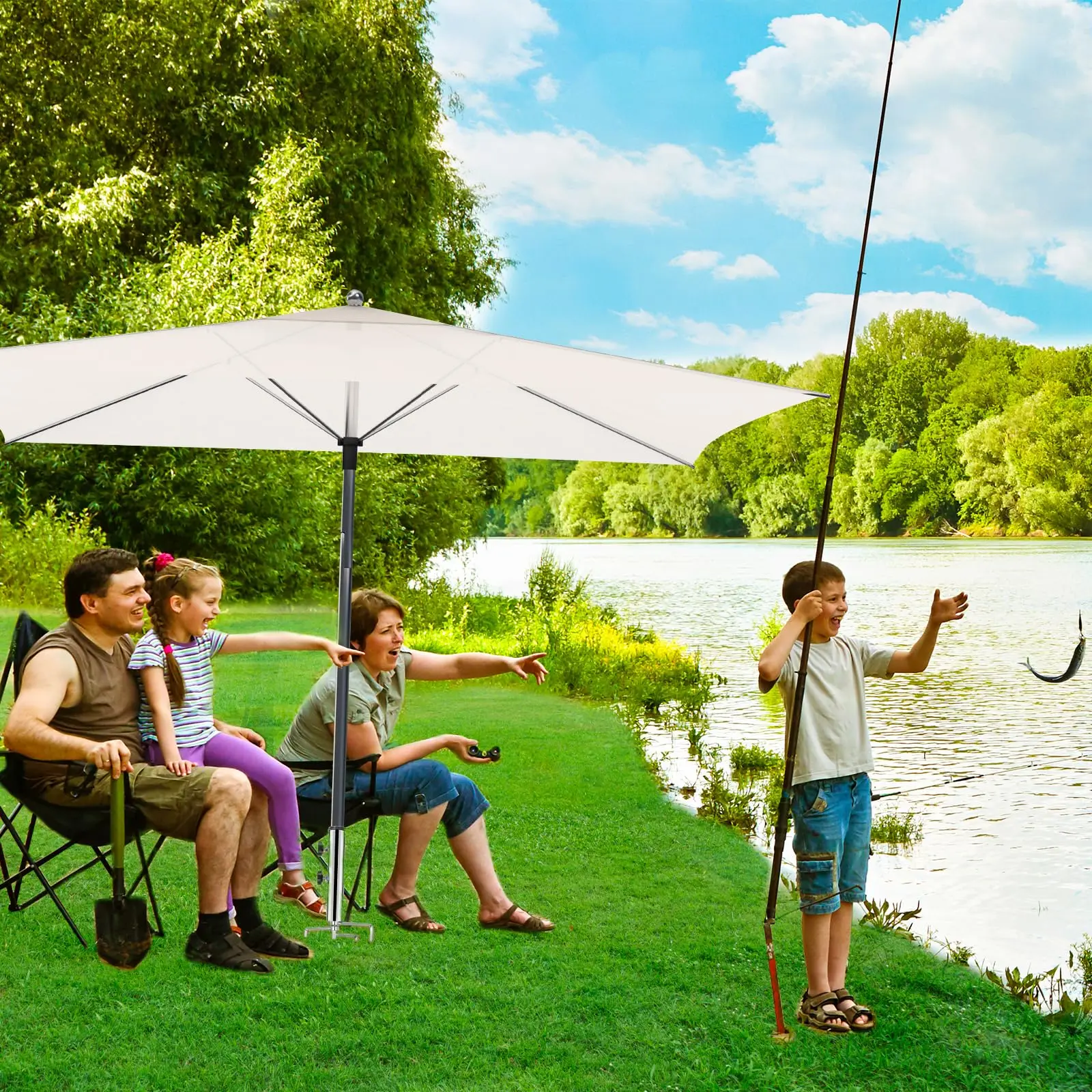 1pc Heavy Duty Steel Ground Anchor with 4 Nails Flagpole Outdoor Decor Base Portable Umbrella Holder Flag Christmas Tree Stand