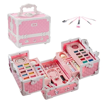 Makeup Set For Girls Kids Beauty Toys Safe Washable Pretend Play Cosmetic Set Makeup Box Suitcase Kids Game Toy Gift