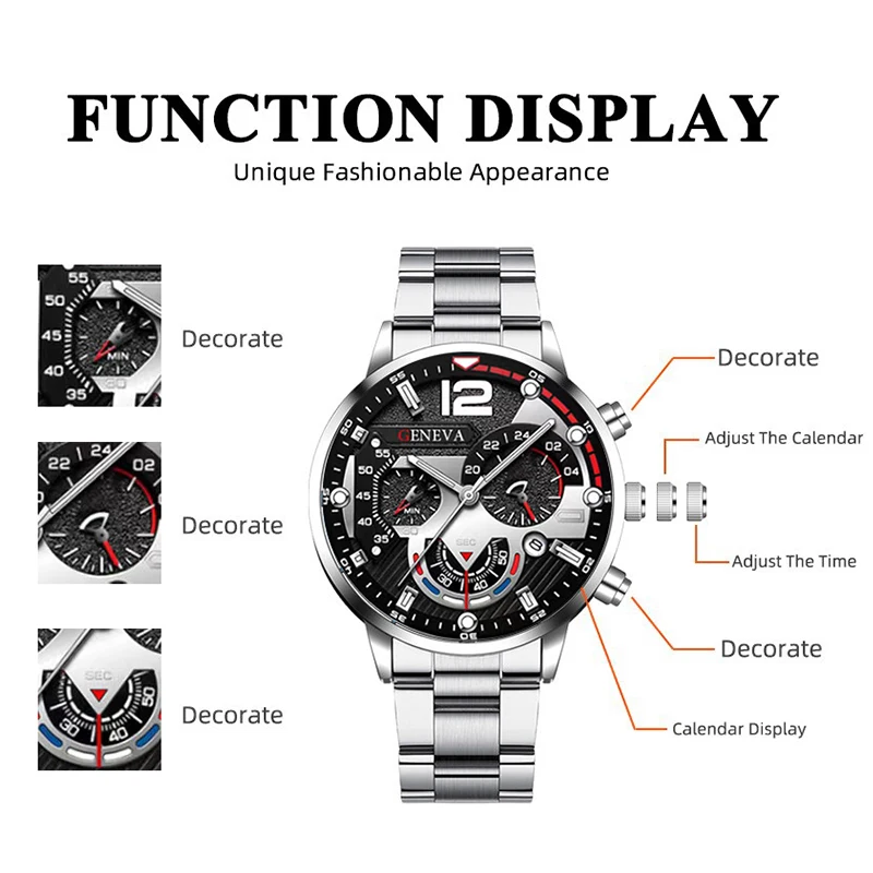 4 قطع أزياء الرجال الفاخرة ساعة كوارتز Spearhead ق...