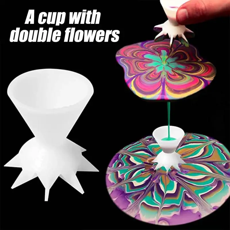 Paint Pouring Cup Paint Pouring Split Cup For Acrylic Painting Pouring Mini 7-Leg Funnel Split Cup Reusable Easy To Use For Flower Pattern Paint