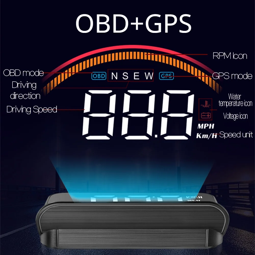

Дисплей на лобовом стекле M11 OBD с GPS и двойной системой отображения скорости воды, температуры, напряжения, превышения скорости, электронные аксессуары