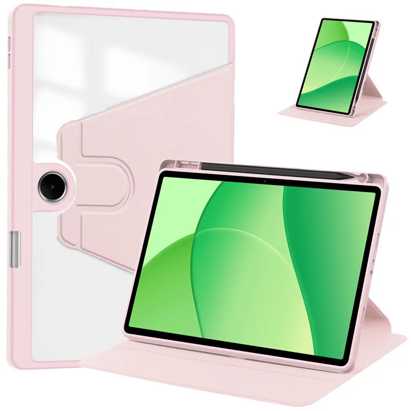 360-Degree Rotating Clear Acrylic Tablet Cover with Pencil Holder