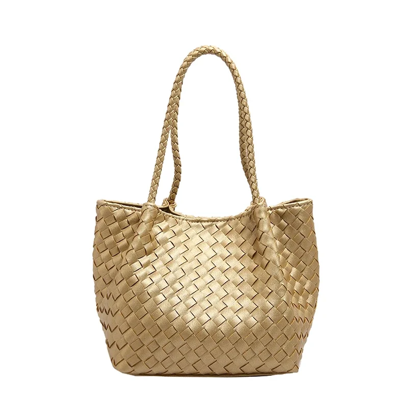 하이 퀄리티 직조 마그네틱 버클 여성 핸드백, 산모 및 용 가방, 미니멀리스트 스타일 숄더백, 새로운 트렌드, 2024