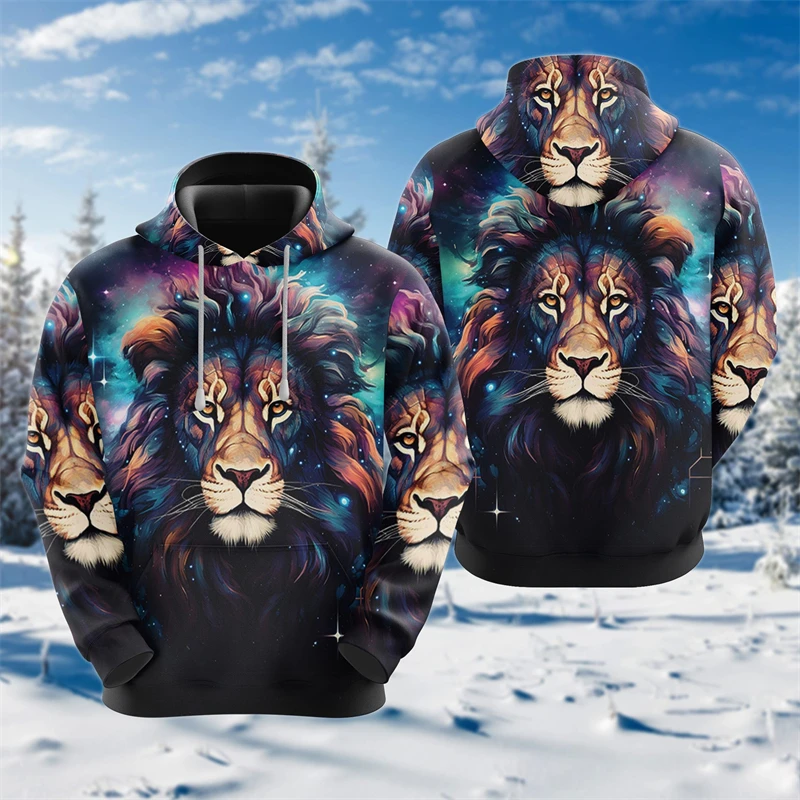 thumbnail image 1 of Sudadera con capucha con estampado 3D de león cruzado para hombre, ropa de moda Harajuku, sudaderas con gráficos de animales, chándal informal para niño, regalo para mujer, tops, 1 of 5