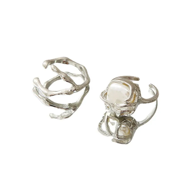 Opal Irregular Natural Stone Ring With White Opal Aesthetic Egirl Hollow Rings for Women Trendy Ring Creative Finger Jewelry