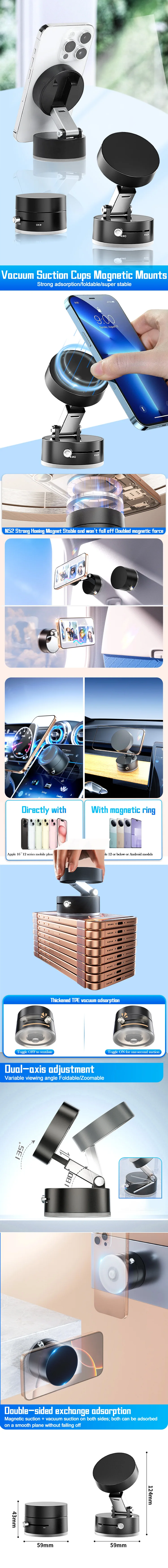 Mini Vacuum Magnetic Suction Cup Holder Car Glass Vacuum Double Sided Magnetic Holder For Iphone Android Smartphone 1 S5fce12287b154a3f9eef07ba78930b2df