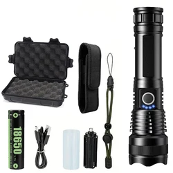 High - Power LED Rechargeable Tactical Flashlight - Super Bright Handheld Torch for Outdoor Adventures and Emergencies (18650  with box)