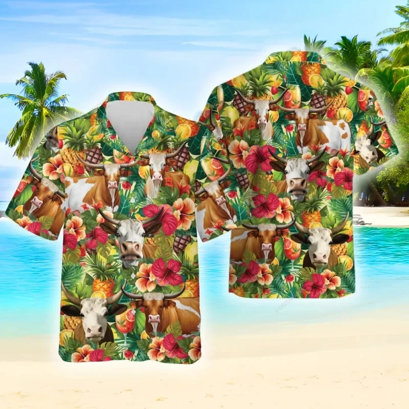 thumbnail image 1 of Camisas casuales con estampado 3D de anime de vaca hawaiana para hombre, ropa de moda de manga corta, disfraces, blusas de gran tamaño, camisas y blusas para hombre, 1 of 5