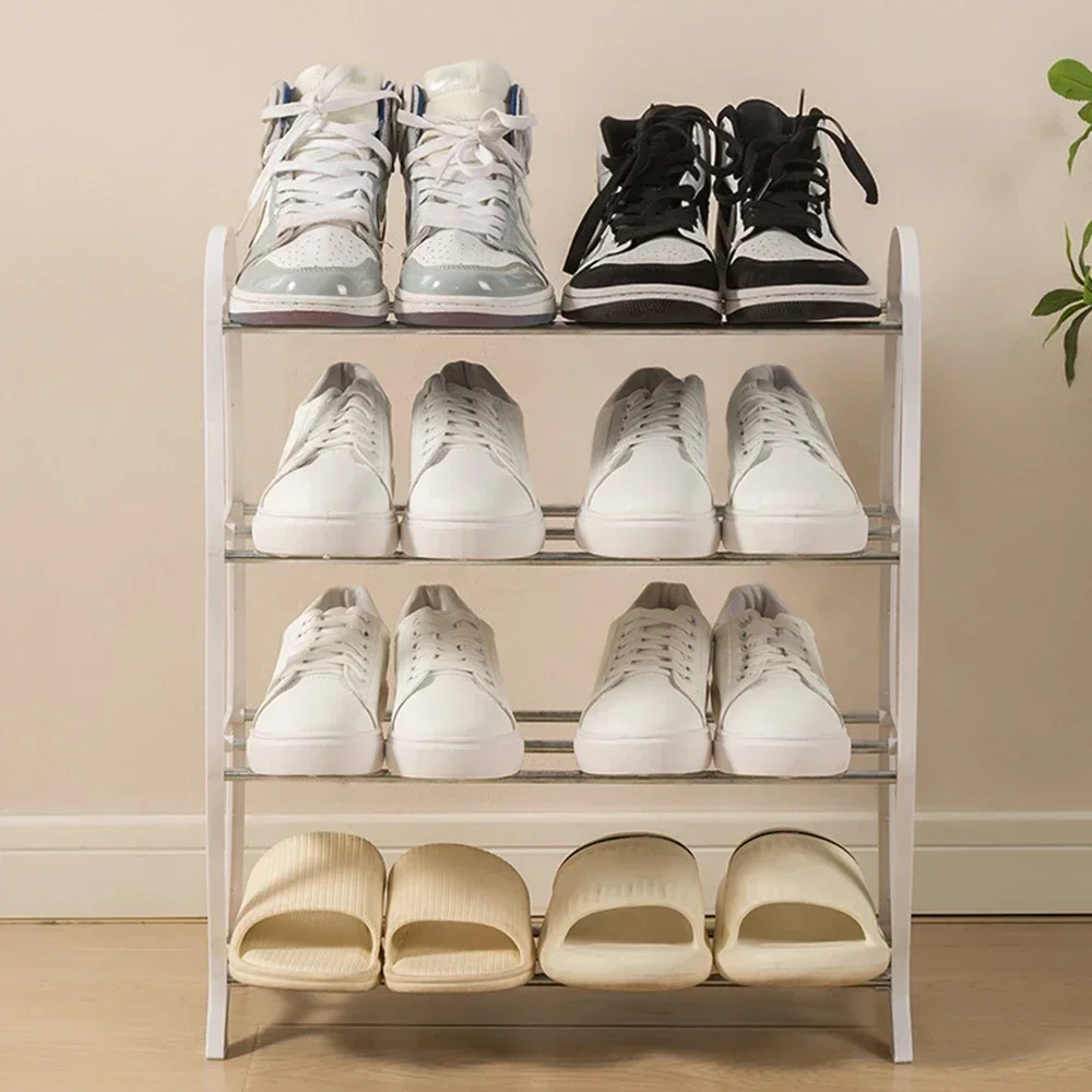 4 Layers Simple Shoe Rack Wear Resistant PP Material Storage Rack Elevated Design Modern Minimalism Shoe Organizer and Storage 3