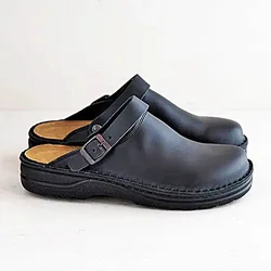 Men's Slippers Summer PU Leather Shoes Vintage Soft Bottom Slip On Sandals Close Toe Beach Slippers Men Casual Shoes Size 48