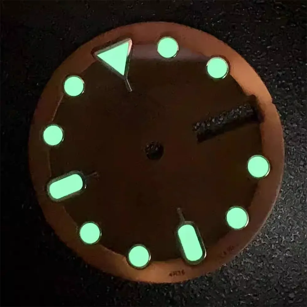 

28.5mm dial with semi transparent modification suitable for NH35 automatic movement green luminous watch accessories