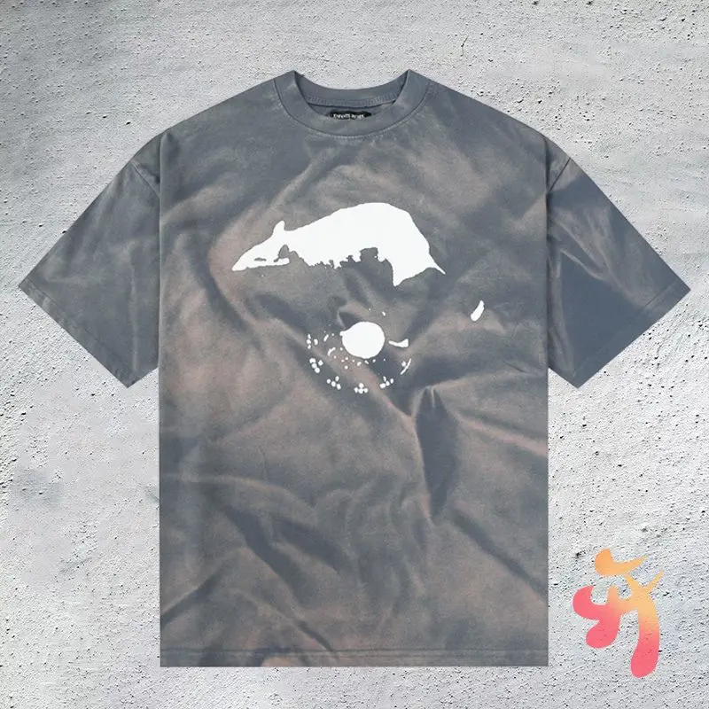 

1:1 Quality Oversized Men Women Clothes ERD Tshirts White Irregular Print Tie Dyed Cotton Original Label Round Neck Top T-shirts