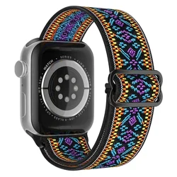 Elastic Leopard Nylon Strap - Stylish Watch Band Bracelet - 42mm 44mm 45mm 49mm (Bohemian purple 66)