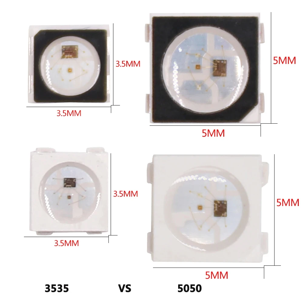 Description Picture 2 of itemIndividually Addressable SK6812 Mini 3535 5050 SMD RGB LED Chip Digital Pixels White/Black as WS2812B Leds DC5V 2~1500Pcs