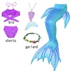 Kids Mermaid Tail for Girls Fantasy Children the Little Swimsuit Costume Cosplay Beach Pool Clothes Swimming