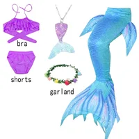Kids Mermaid Tail for Girls Fantasy Children the Little Swimsuit Costume Cosplay Beach Pool Clothes Swimming