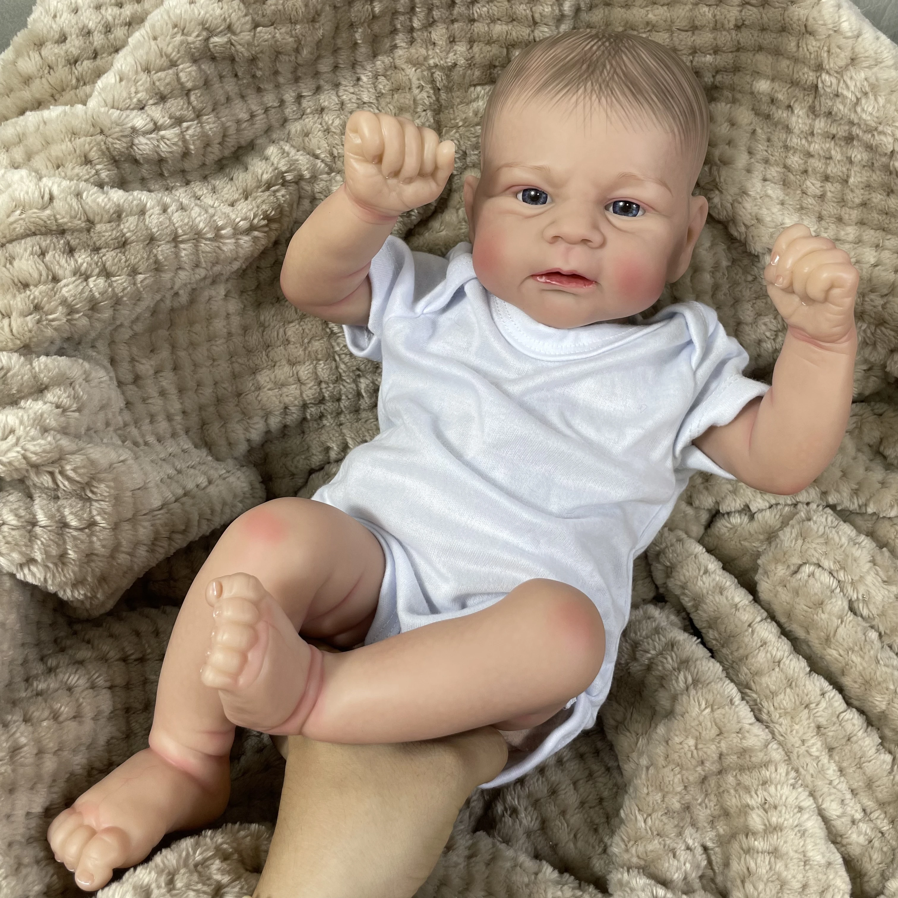 17Inch Already Painted Bebe Reborn Doll Elijah Newborn Doll Handmade Painted Hair 3D Skin Tone Visible Veins Gift For Girls