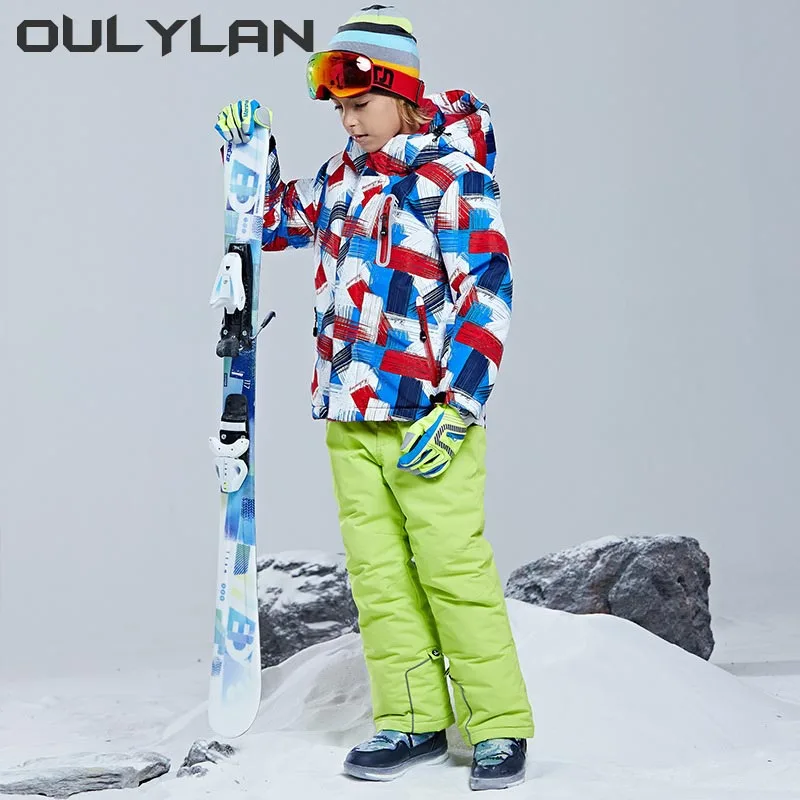 

2024 Kids Ski Suit Girl Outdoor Snowboard Jacket Boys Children Ski Set Warm Hooded Winter Clothing Windproof Waterproof