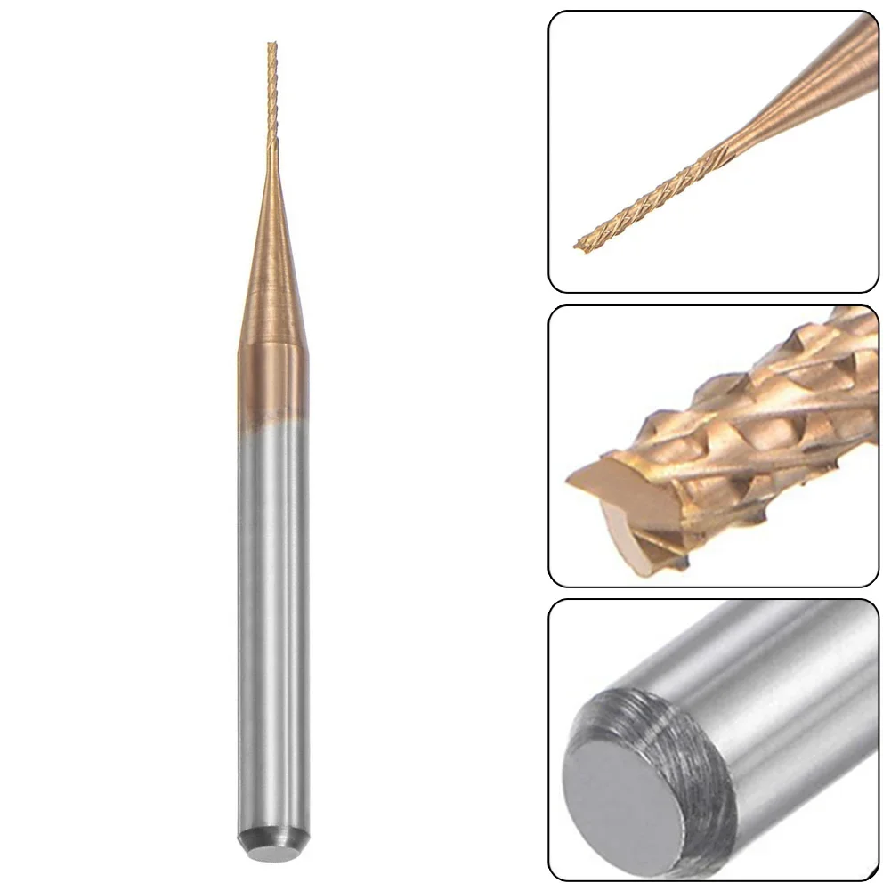고속 CNC 조각 초경 엔드 밀 라우터 비트 왼손 밀링 티타늄 코팅 05mm x 4mm 커팅 에지