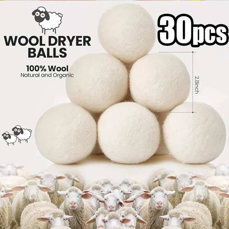 Laundry Ball Wool Dryer Balls Reusable Natural Fabric Softener Laundry Washing Machine Accessories Home Washing Fleece Dryer Balls Clothes
