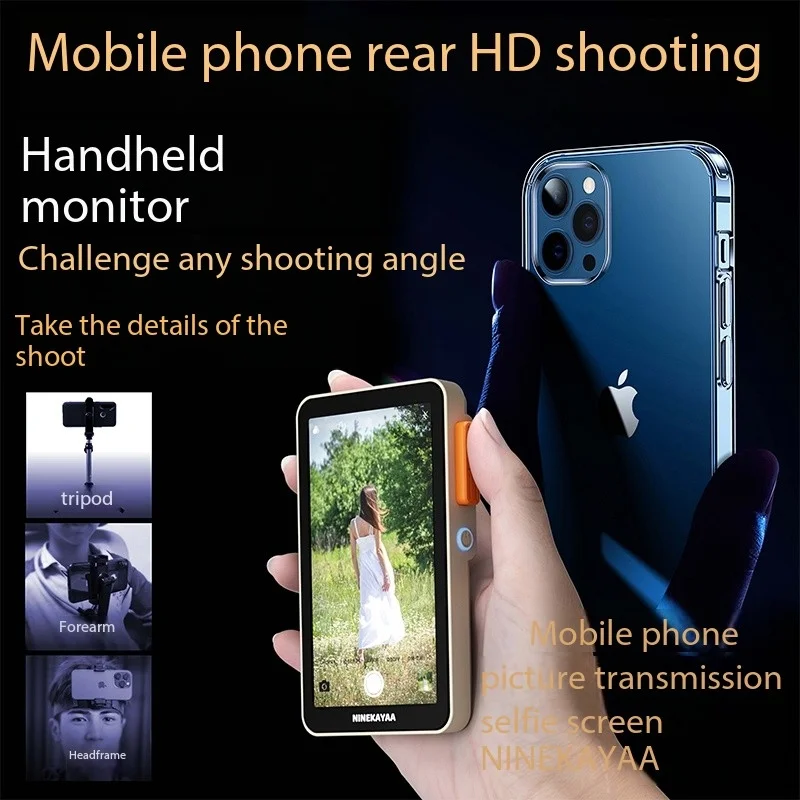 NINEKAYAA XQ07 Monitor Screen for Using Phone Rear Camera for Smartphone Selfie Vlog Live Stream Video Recording VS KingMa PH01