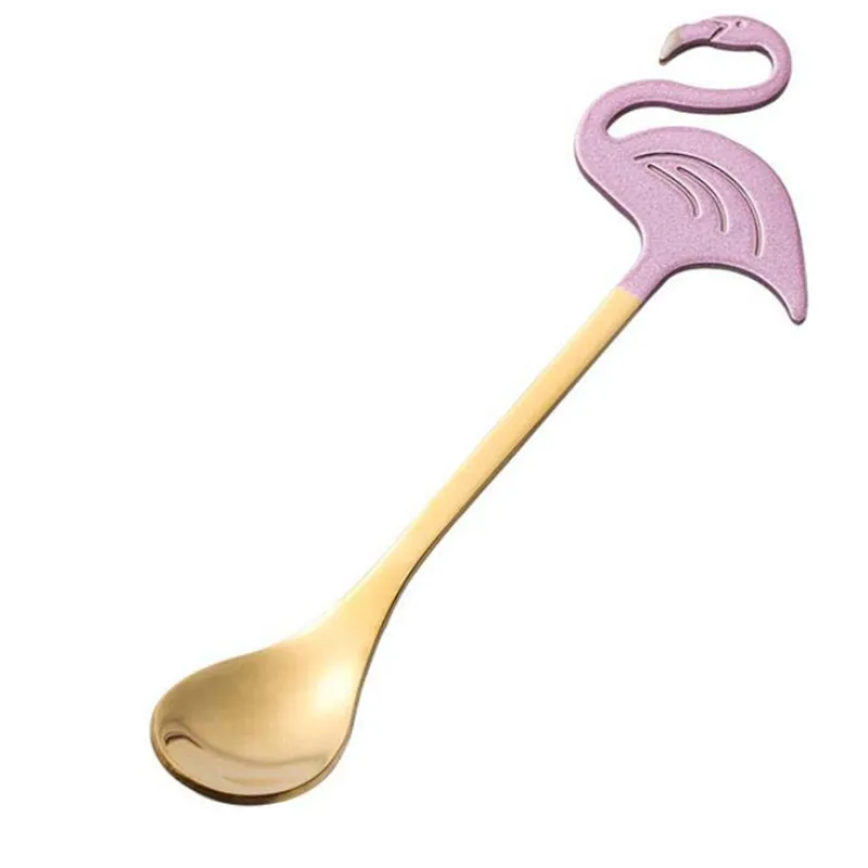 Stainless Steel Flamingo Coffee Scoop Ice Cream Stirring Spoon Teaspoons Drinking Tools Party Supplies accessories