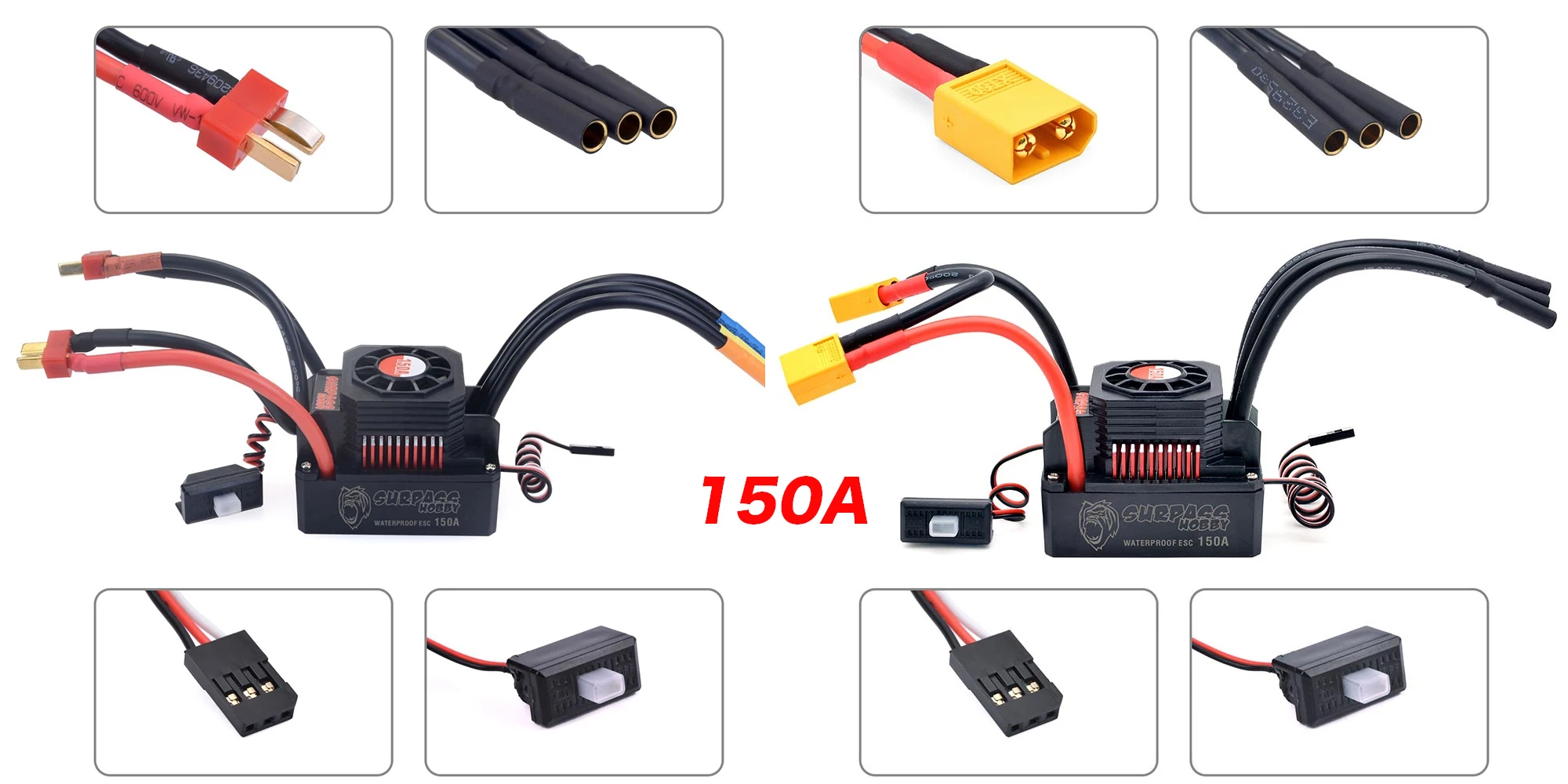 サーパスホビー-防水rcブラシレスモーター、esc tプラグ、kk