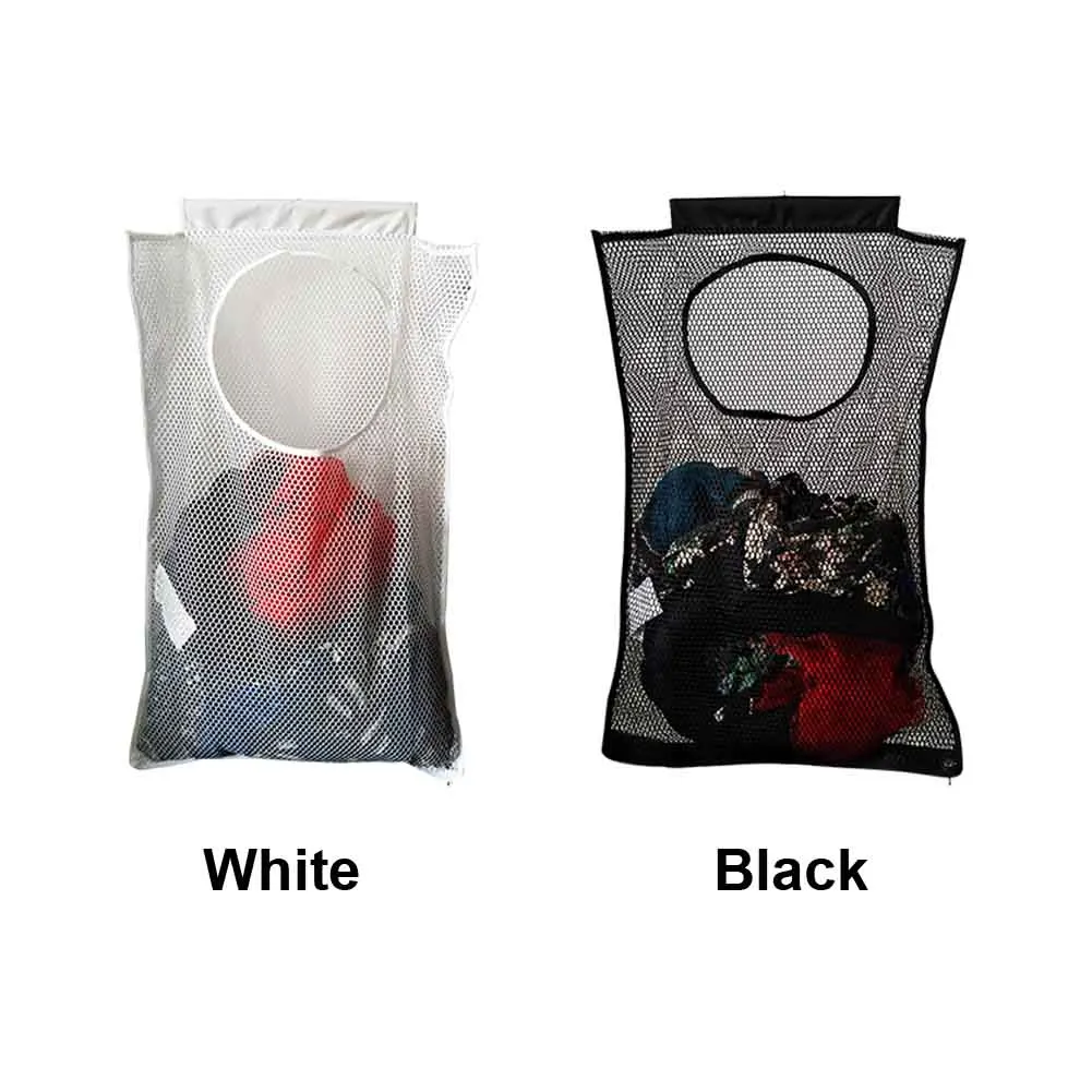 

Laundry Hamper Space Saving Storage Bag Mesh Folding Hanging Basket Durable Bedroom Portable Over Door Dirty Clothes Bathroom