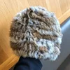 Rabbit Fur Beanie Hat New Fashion Women Knitted  Hat  Natural Real Rabbit Fur 100% Outdoor Warm Soft Cap 3