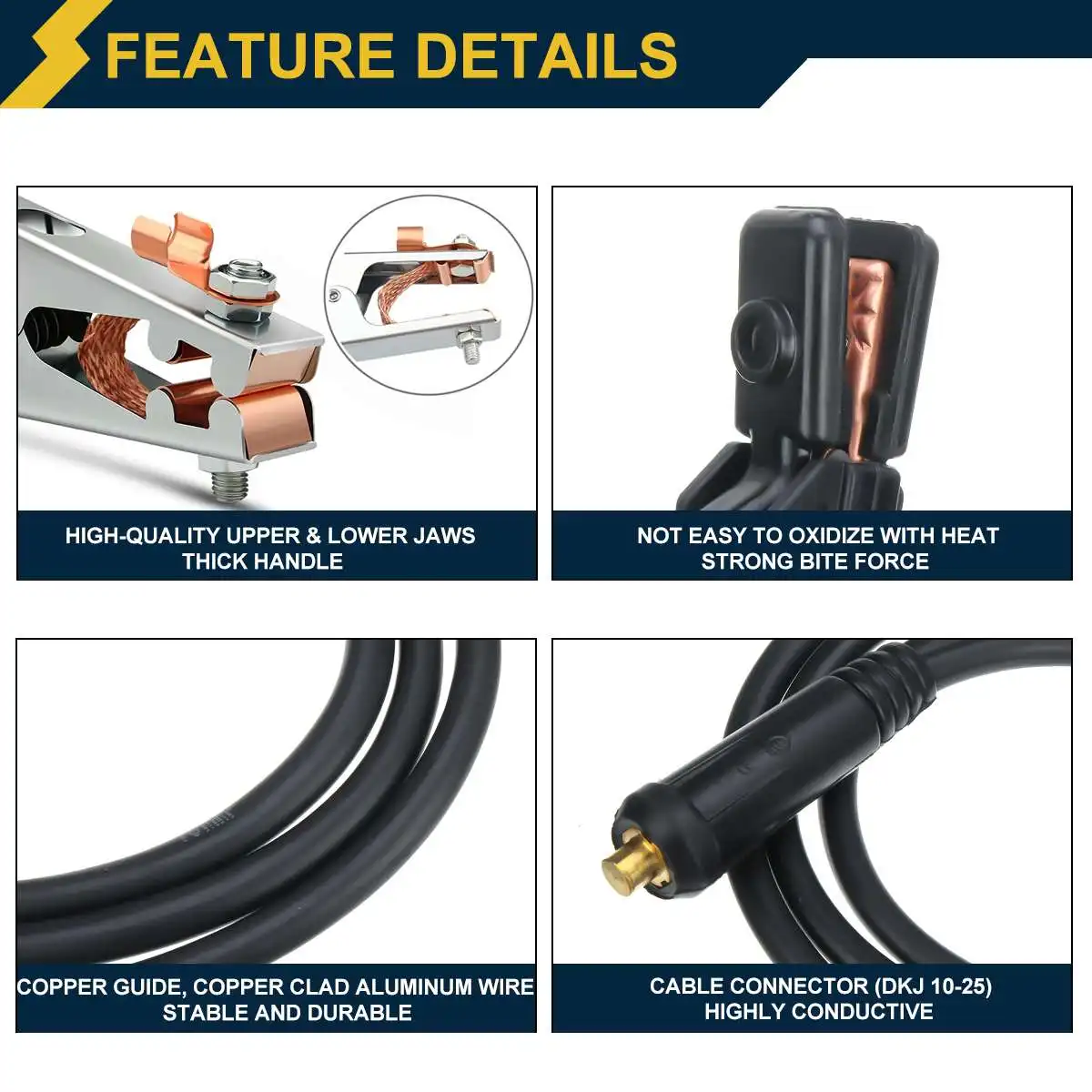 200A Groud Welding Earth Clamp Clip Set For Mig Tig ARC Welding Machine Electrode Holder 3M Cable + Earth Clamp 3M Cable
