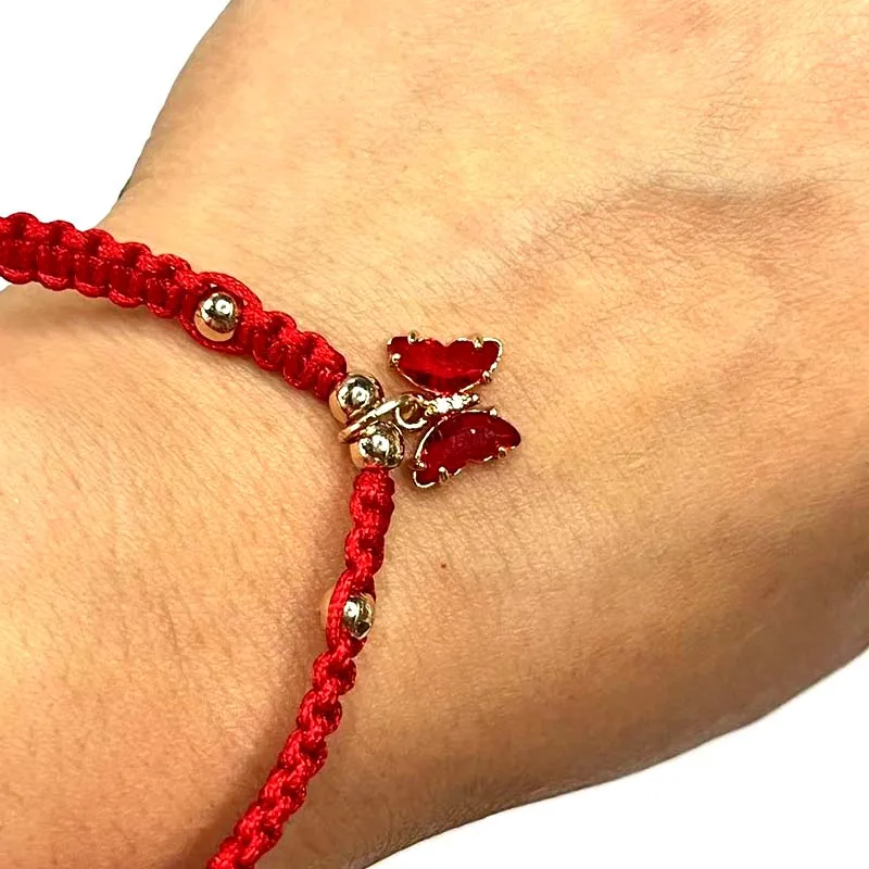 12Pcs Crystal Shiny Butterfly Handwoven Bracelets Glass  Pendant Multicolor Animal Charm for DIY Jewelry Sweet Gifts Many Colors