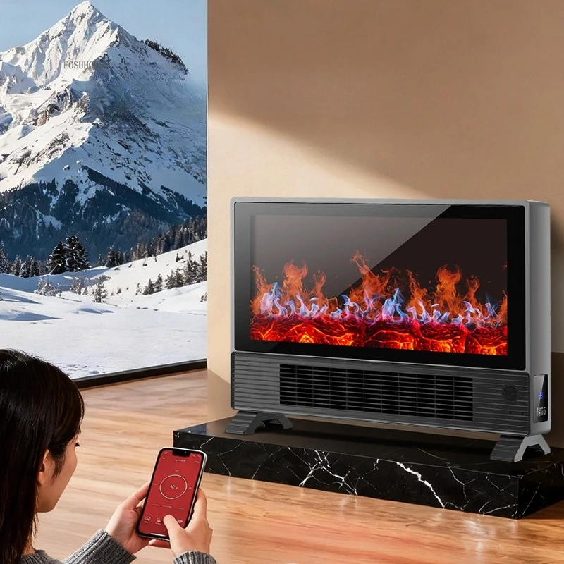 เตาผิงไฟฟ้าแบบยุโรป เปลวไฟจำลอง 3 มิติ ควบคุมด้วยเสียง ประหยัดพลังงาน สำหรับทำความร้อนในบ้านช่วงฤดูหนาว 1