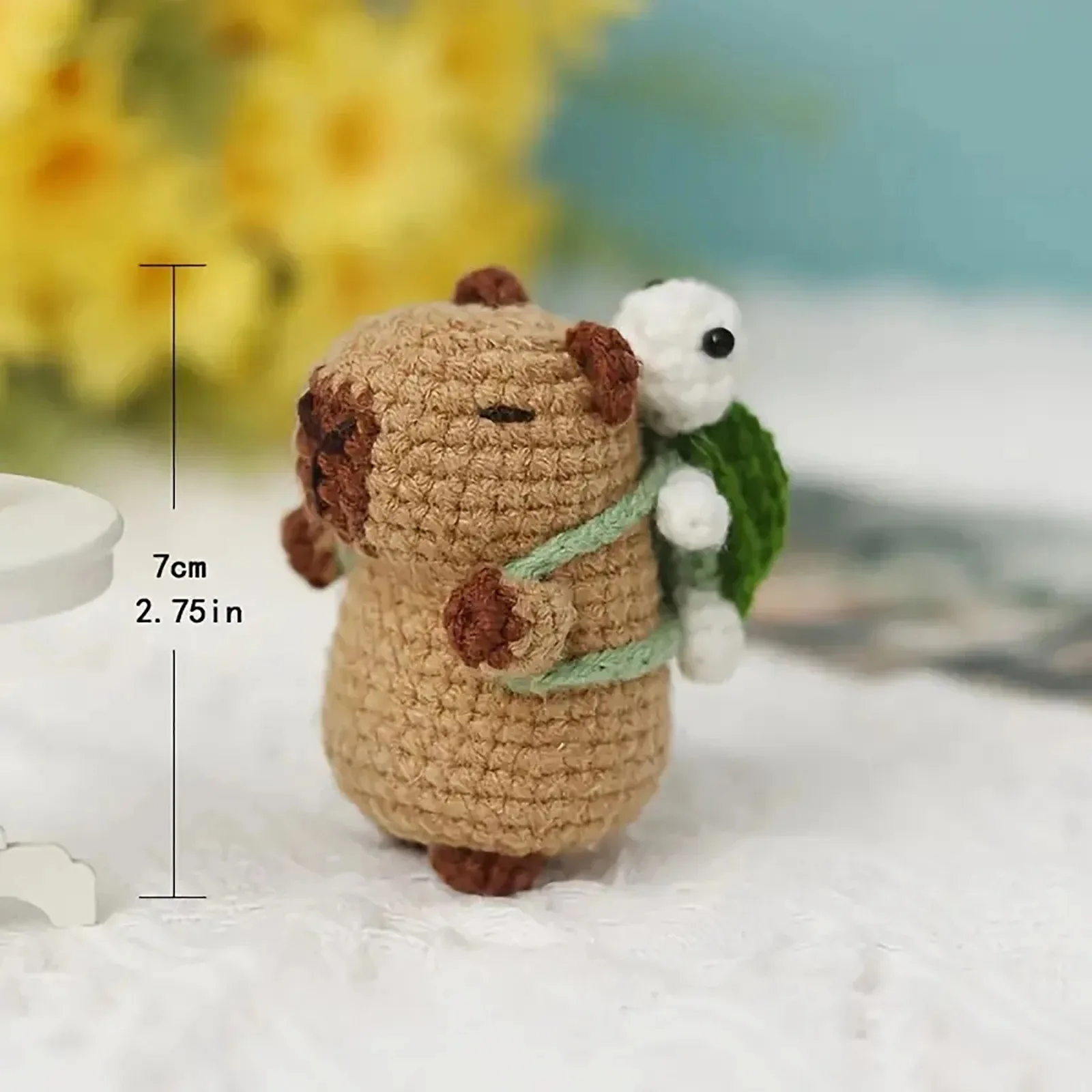 수제 카피바라 인형 아미구루미 코바늘 DIY 세트 키트 (초보자 친화적, 영어 패턴 포함, 뜨개질 공예 선물)
