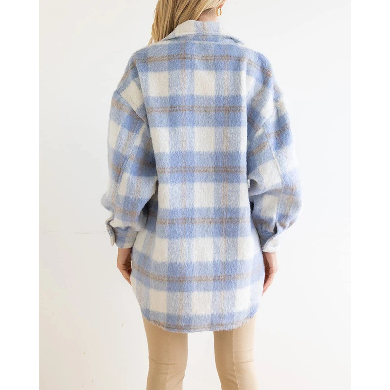 Autumn Winter Vintage Plaid Printed Casual Coat Ladies Thick Loose All-match Outwear Women's Streetwear Buttons Cardigans Top
