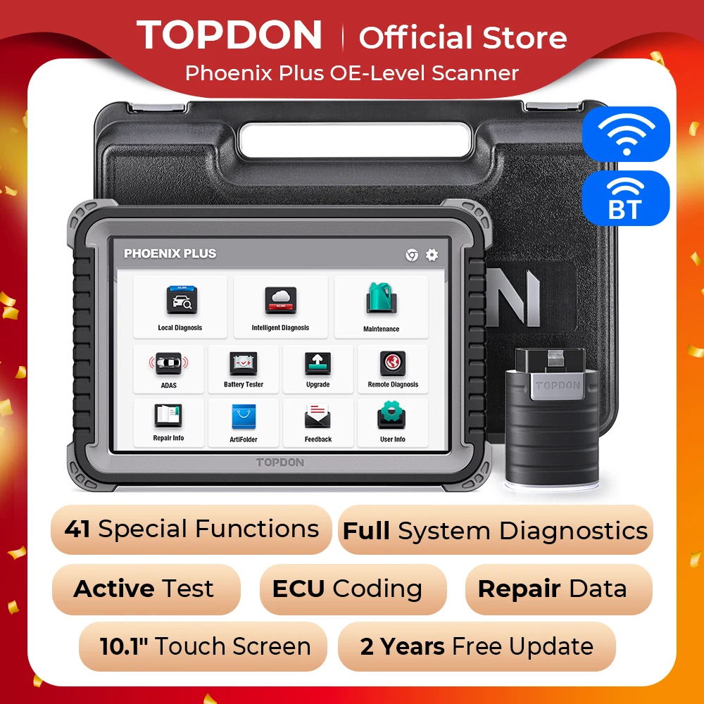 Automotive Diagnostic Scanner Topdon Phoenix Plus Automotive Car Diagnostic Tool ECU Coding Scan Tool VAG Bi-Directional Professional OBD2 Scanner Active Test