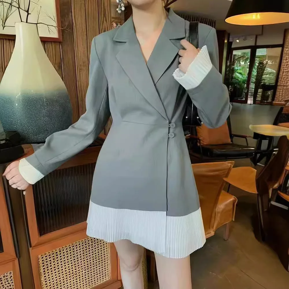 

SuperAen 2024, корейские модные платья в стиле пэчворк, Осенние новые платья с длинным рукавом и оборками