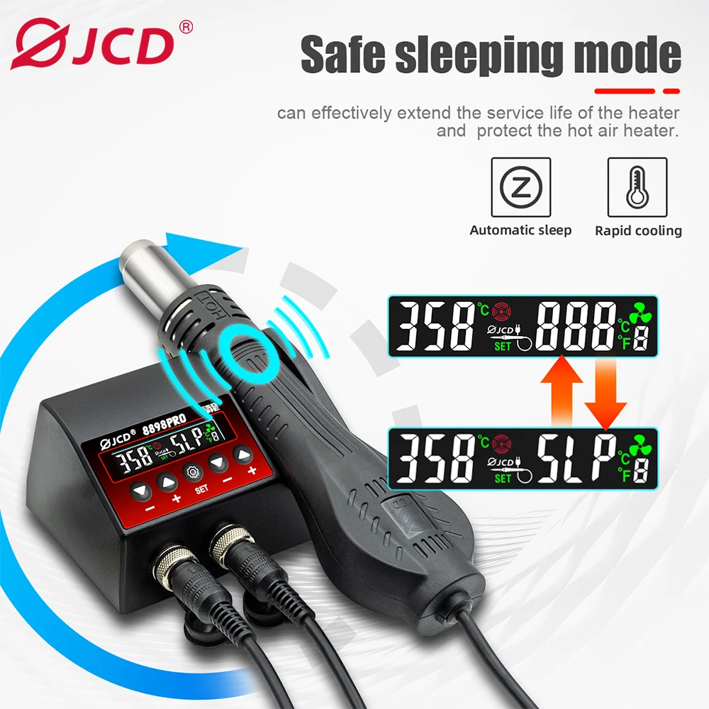750W SMD 재 작업 납땜 스테이션 2 in 1 뜨거운 공기 납땜 인두 LCD 디지털 디스플레이 용접 스테이션 BGA PCB IC 수리 8898