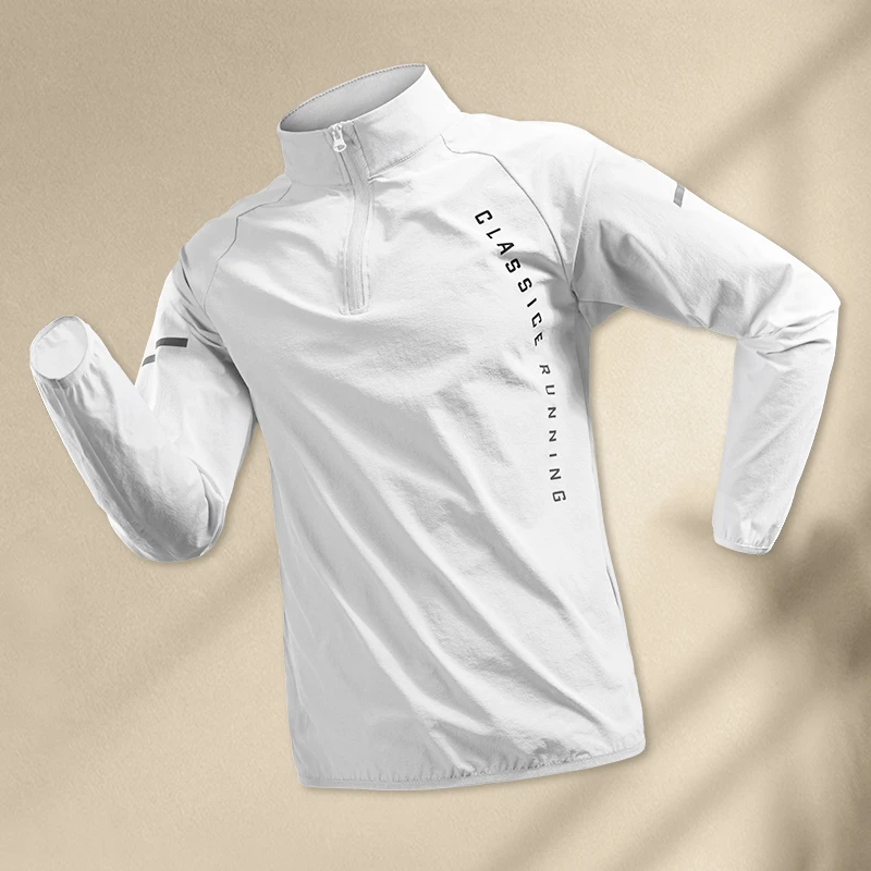 Stable t03 white zip-up long sleeve top