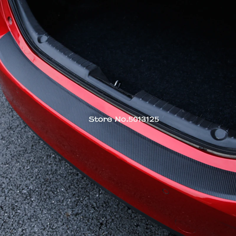 For Mazda 3 Bp Bm Bn 2014-2022 Car Outside Rear Back Bumper Tailgate Pedal Trim Frame Plate Pu Leather External Stickers