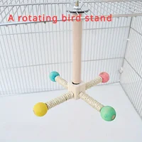 Rotating Bird Perch Stand with Bearing for Parrots - Durable Cork Material, Interactive Enrichment Play Toy for Cage Bird Toys 1
