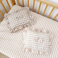 Fashion Baby Soothing Pillow with Bowknot Ruffles Cotton Breathable Soft Newborn Baby Pillow Comfortable Newborn Sleeping 2