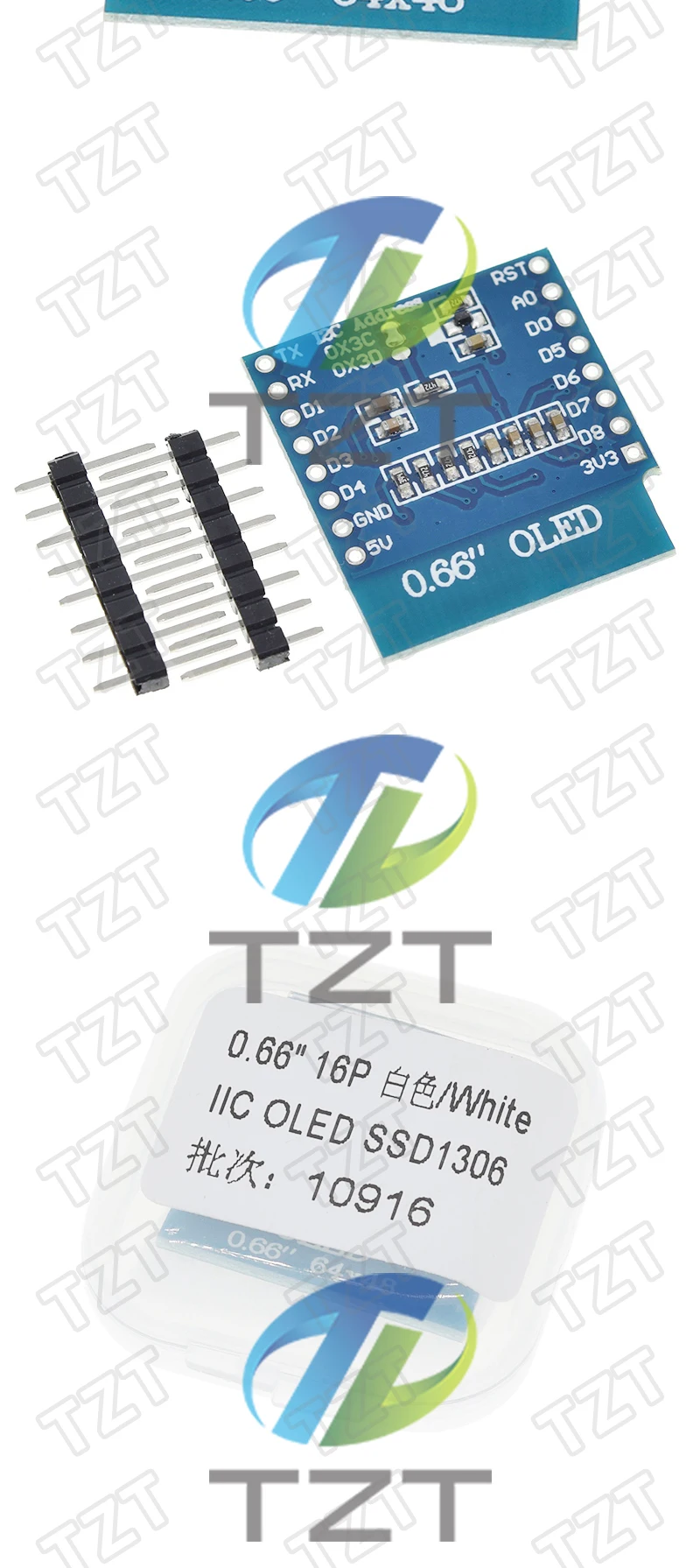 TZT 1/3PCS 0,66 zoll OLED display modul für WEMOS D1 MINI ESP32 modul Arduino AVR STM32 64x48 0,66 "LCD Bildschirm IIC I2C OLED – Detail 5