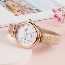 

New K literal white glass white face thin strap ladies watch fashion ladies belt quartz watch
