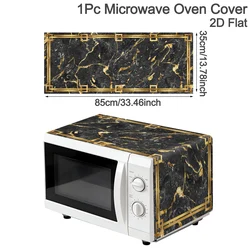 Marble Design Retro Black and Gold Oil - Repellent Polyester Microwave Dust Cover - As shown (42)