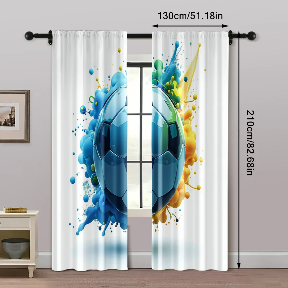 2pcs, Curtain Set Football Club Fabric (without rod) Outdoor Decorations Ldeal for Bedroom & Living Room, Semi-Sheer Polyester 5