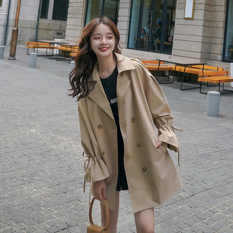 Fashion Brand New Women Trench Coat Long Double-Breasted Belt Blue Khaki Lady Clothes Autumn Spring Outerwear Oversize Quality |