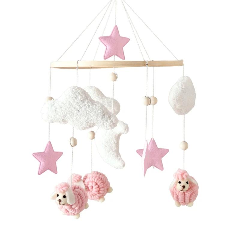 Wooden Crib Mobile Baby Crib Bells & Rattles Soothing Music Toys Newborn Music Box Crib Mobile with Hanging Bracket Gift - 5